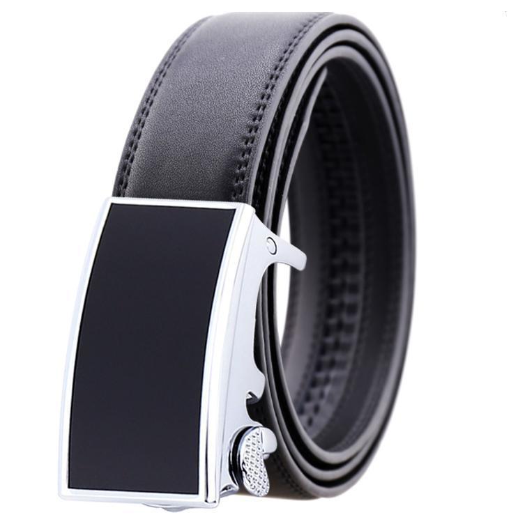  SALE !! Matte Black Buckle and Black Leather Ratchet Click  Automatic Comfort Belt : Clothing, Shoes & Jewelry