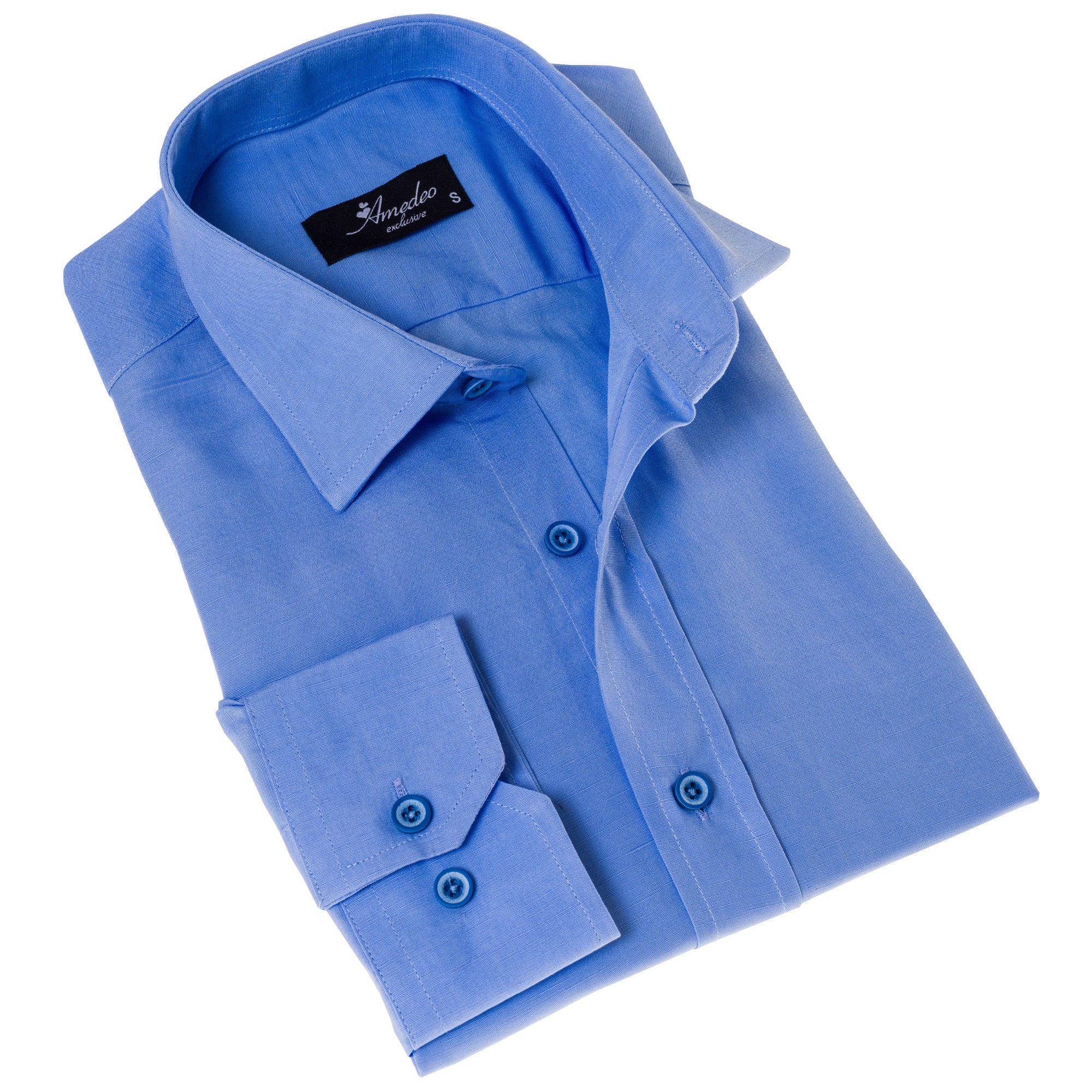 Sky Blue Luxury Men's Tailor Fit Button Up European Made Linen Shirts –  Amedeo Exclusive