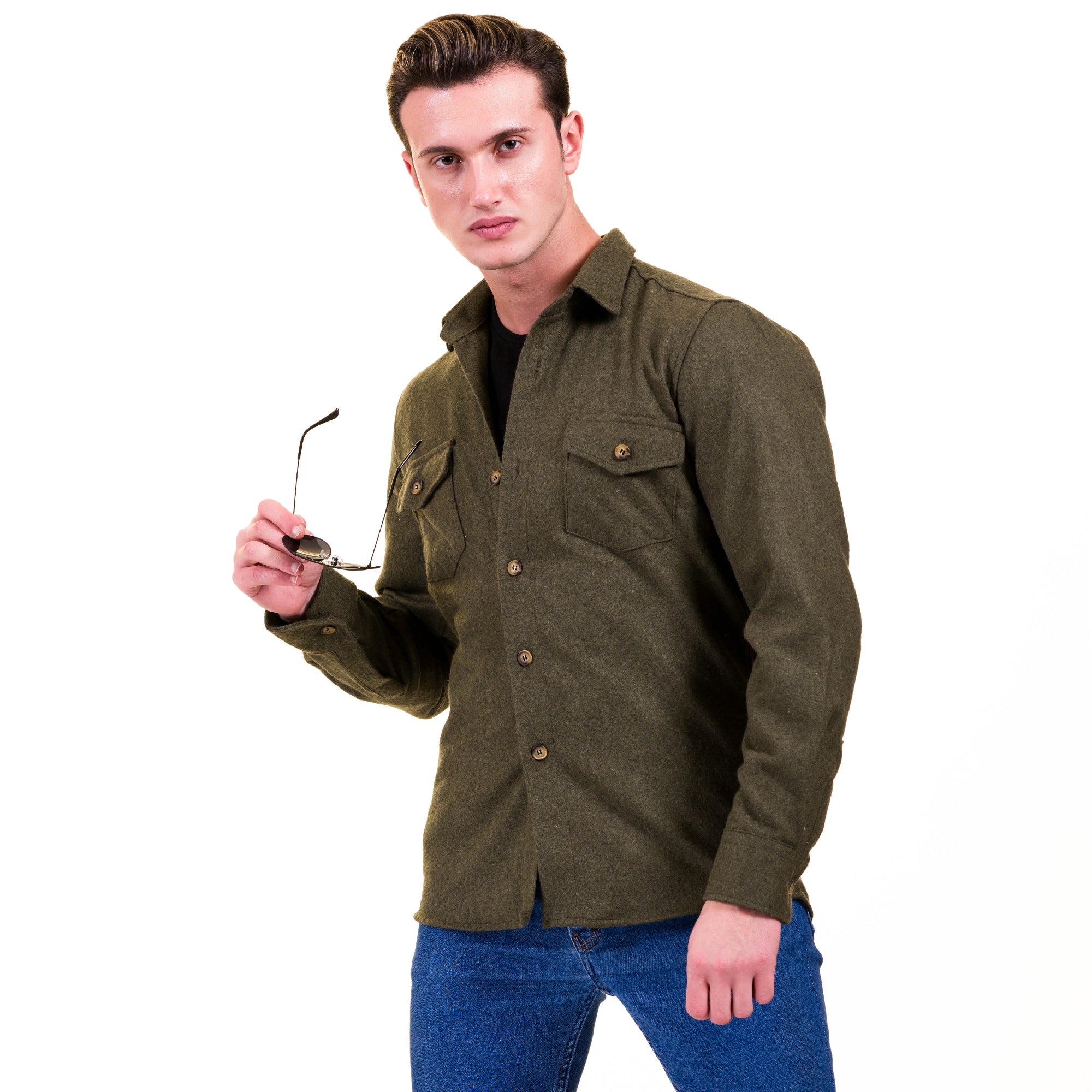 Shop Stylish Men's Solid Green Dress Shirts at Amedeo Exclusive