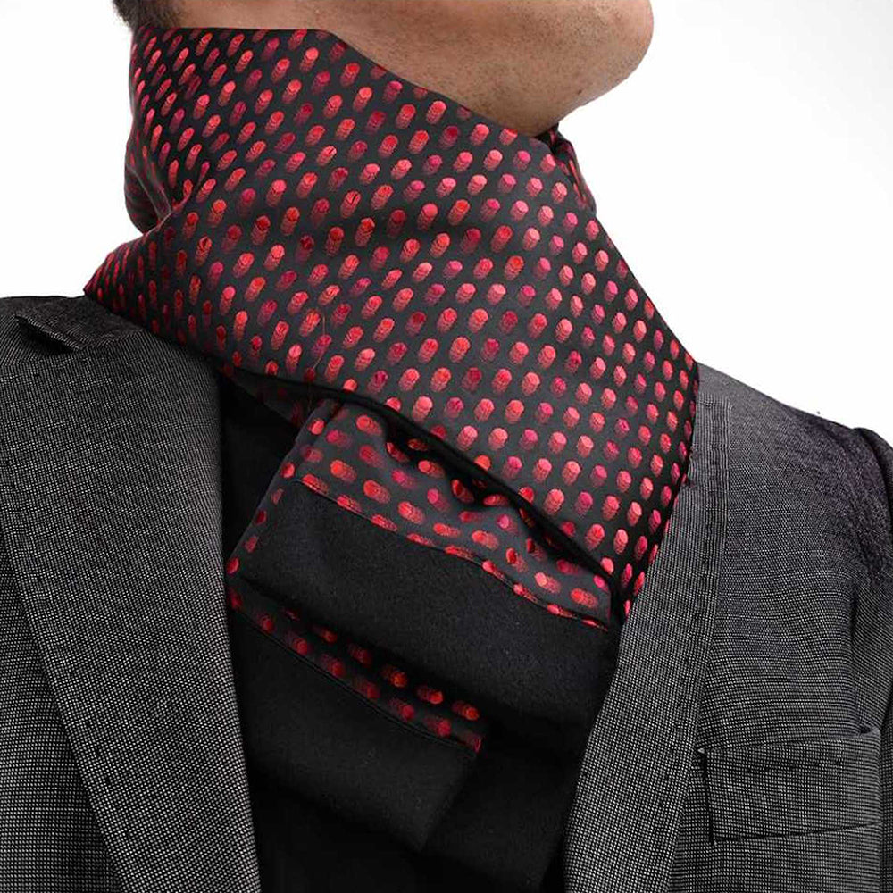 Black Lines Mens Silk Scarf Designer neck for winters Amedeo Exclusive