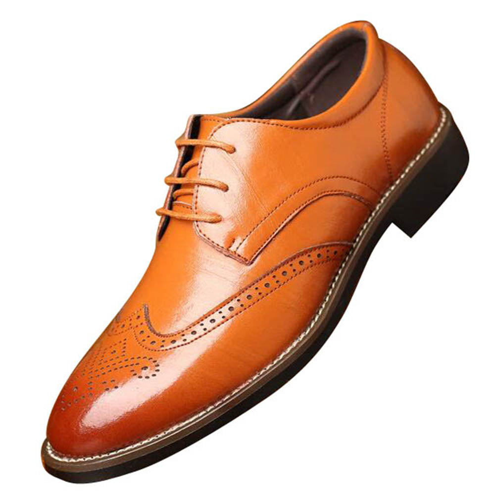 Non Skid Tan Mens Premium Leather Dress Shoes -Oxford Lace Up Style Wa –  Amedeo Exclusive