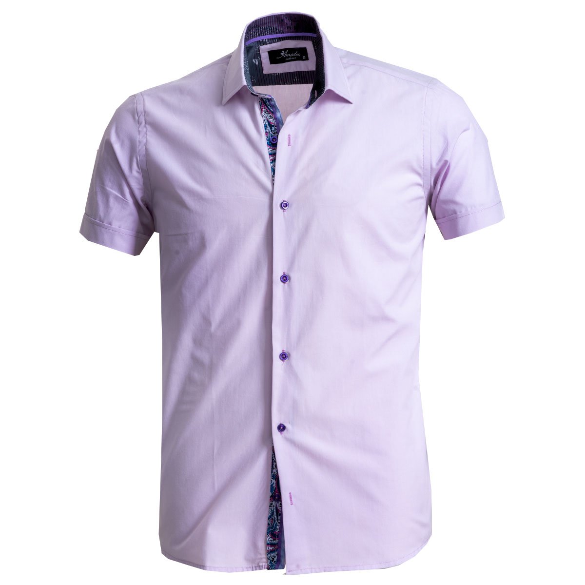 Light Purple Mens Short Sleeve Button up Shirts - Tailored Slim Fit –  Amedeo Exclusive