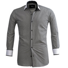 White Black Circles Mens Slim Fit Designer Dress Shirt - tailored Cotton Shirts for Work and Casual Wear - Amedeo Exclusive