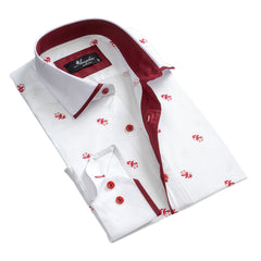 Maroon Double Pocket denim shirt for mens S / Maroon