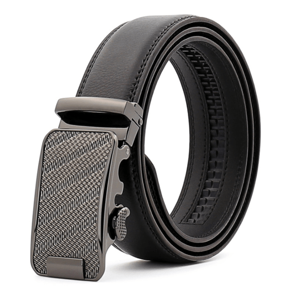 Black Belt Gold Buckle Mens Adjustable Ratchet Slide Buckle Belt 