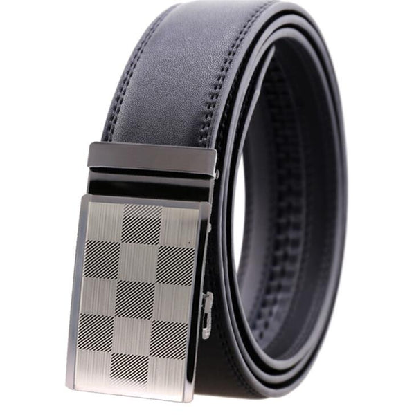 Black Belt Gold Buckle Mens Adjustable Ratchet Slide Buckle Belt 