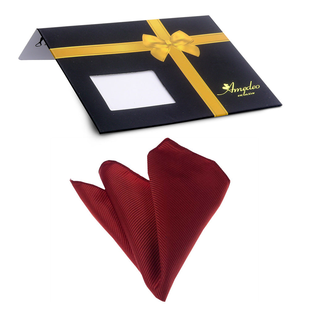 Men's Red Pocket Square Hanky Handkerchief - Amedeo Exclusive