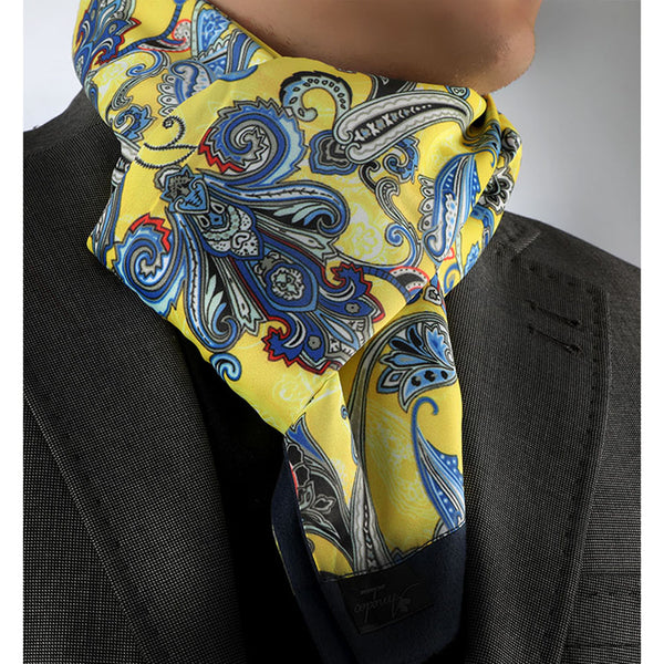Gray Blue Paisley Mens Silk Scarf - Designer neck scarf for winters –  Amedeo Exclusive