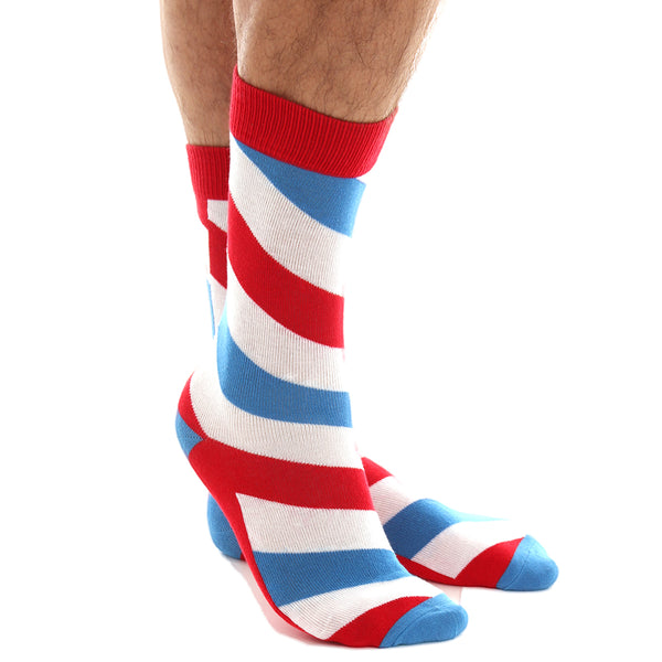 Red/White Striped Mens Socks