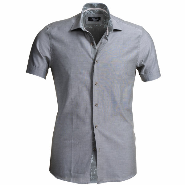 Dravus Alvin Floral Dark Grey Short Sleeve Button Up Shirt