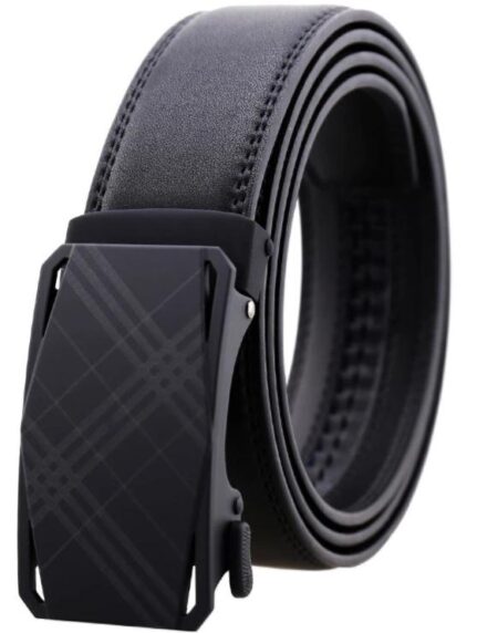 Amedeo Exclusive Men's Black Belt Black Textured Buckle Leather - Amedeo Exclusive