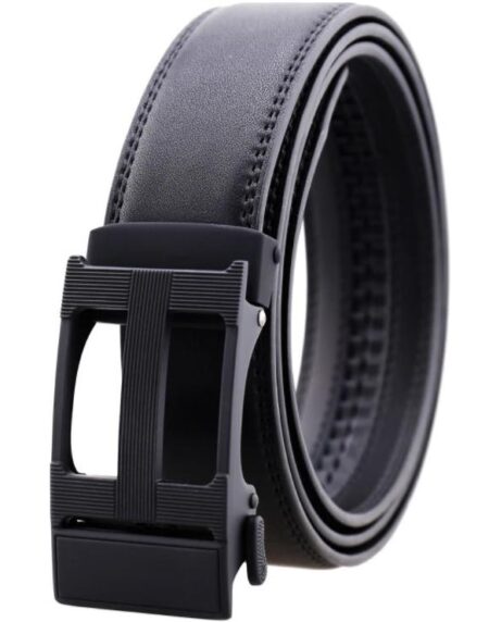 Amedeo Exclusive Men's Black Belt Black Buckle Leather - Amedeo Exclusive