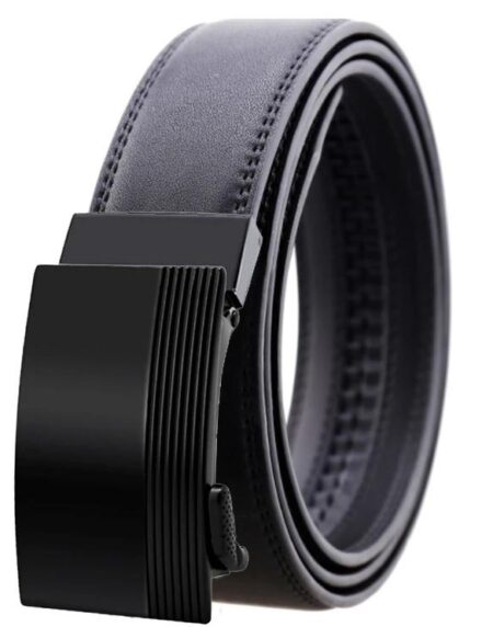 Amedeo Exclusive Men's Black Belt Black Buckle Leather - Amedeo Exclusive