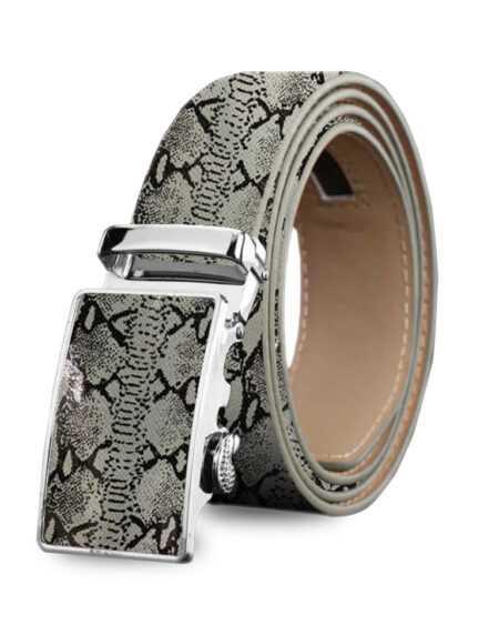 Men's Genuine Leather Smart Ratchet Automatic Belt Perfect Fit No holes! Grey - Amedeo Exclusive