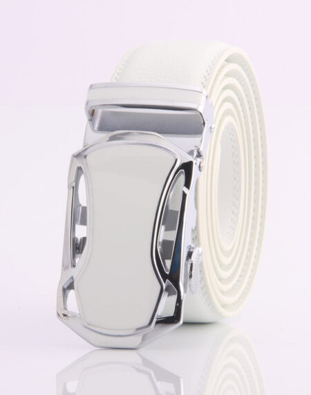 Men's Smart Ratchet No Holes Automatic Buckle Belt in White Color - Amedeo Exclusive