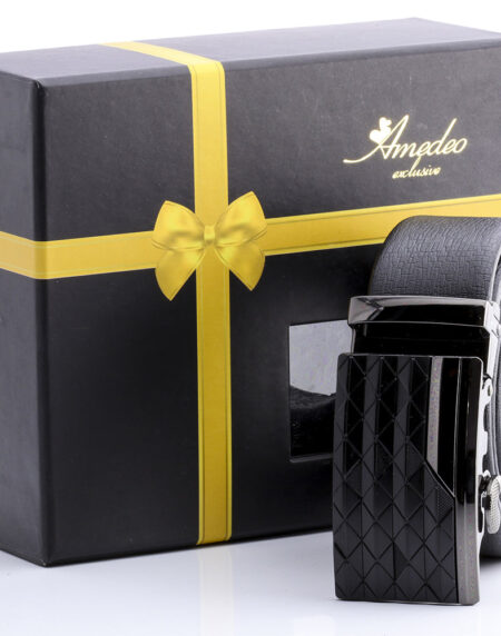 Men's Stainless Steel Black Belt with Black Buckle - Amedeo Exclusive