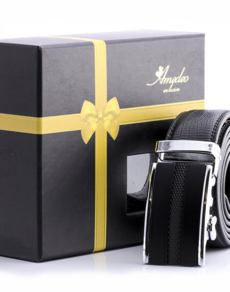 Men's Stainless Steel Black Belt with Black Buckle - Amedeo Exclusive