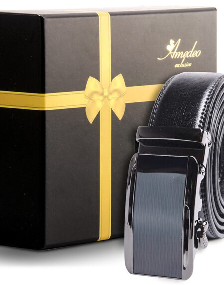 Men's Stainless Steel Belt with Black Buckle - Amedeo Exclusive
