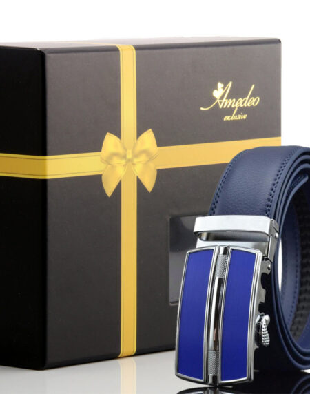 Men's Stainless Steel Blue Belt with Blue Buckle - Amedeo Exclusive