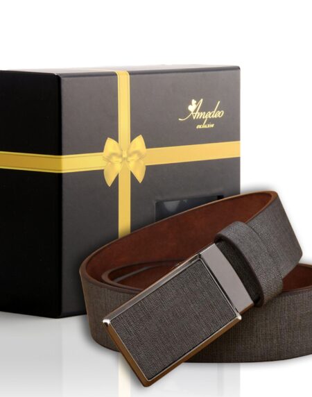 Men's Smart Ratchet No Holes Automatic Buckle Belt in Grey Color - Amedeo Exclusive