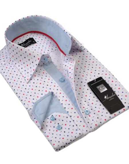 White Colorful Mens Slim Fit Designer Dress Shirt - tailored Cotton Shirts for Work and Casual Wear - Amedeo Exclusive