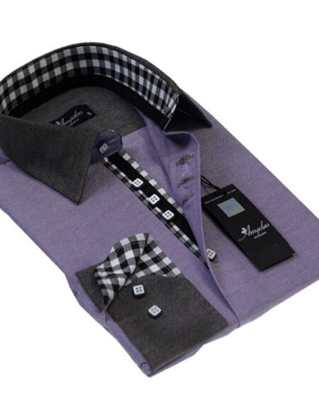 Purple Mens Slim Fit Designer Dress Shirt - tailored Cotton Shirts for Work and Casual Wear - Amedeo Exclusive