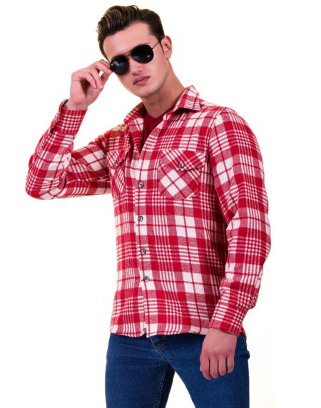 slim fit dress slacks Red chest full ruffle slim fit dress shirt with French cuffs – Connaisseur  Paris