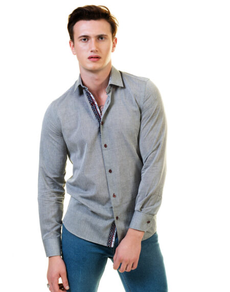 Pastel Grey Mens Slim Fit Designer Dress Shirt Tailored Cotton Shirts For Work And Casual Amedeo Exclusive Pastel Grey Mens Slim Fit Designer Dress Shirt Tailored Cotton Shirts For Work And Casual Amedeo Exclusive