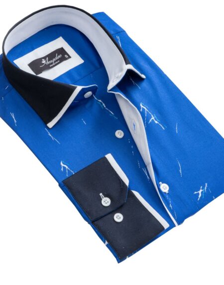 Medium Blue Mens Slim Fit Designer Dress Shirt - tailored Cotton Shirts for Work and Casual Wear - Amedeo Exclusive