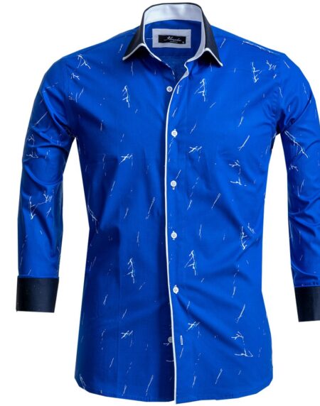 Medium Blue Mens Slim Fit Designer Dress Shirt - tailored Cotton Shirts for Work and Casual Wear - Amedeo Exclusive