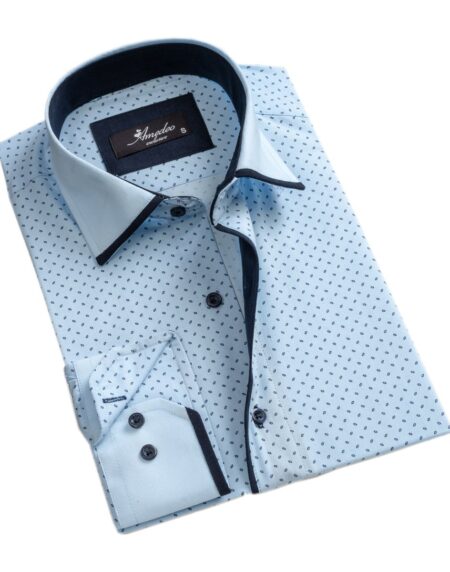 Light Blue Mens Slim Fit Designer Dress Shirt - tailored Cotton Shirts for Work and Casual Wear - Amedeo Exclusive