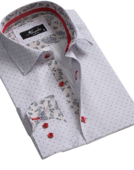 White Dots Mens Slim Fit Designer Dress Shirt - tailored Cotton Shirts for Work and Casual Wear - Amedeo Exclusive