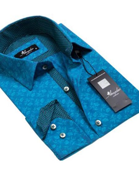 Blue Mens Slim Fit Designer Dress Shirt - tailored Cotton Shirts for Work and Casual Wear - Amedeo Exclusive