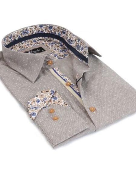 Beige Mens Slim Fit Designer Dress Shirt - tailored Cotton Shirts for Work and Casual Wear - Amedeo Exclusive