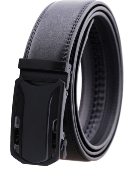 Men's Genuine Leather Smart Ratchet Automatic Belt Perfect Fit No holes! Black - Amedeo Exclusive