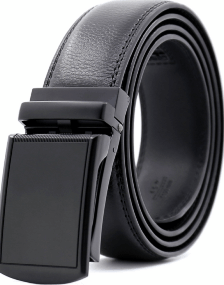 Amedeo Exclusive Men's Black Belt Black Buckle Leather - Amedeo Exclusive