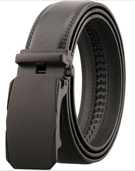 Men's Genuine Leather Smart Ratchet Automatic Belt Perfect Fit No holes! Black - Amedeo Exclusive