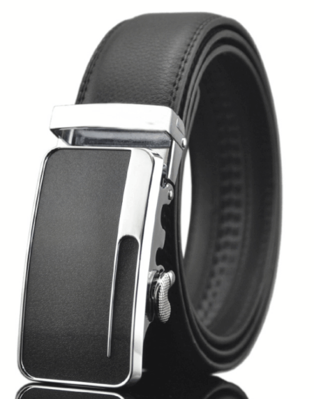 Amedeo Exclusive Men's Black Belt Silver Buckle Leather - Amedeo Exclusive