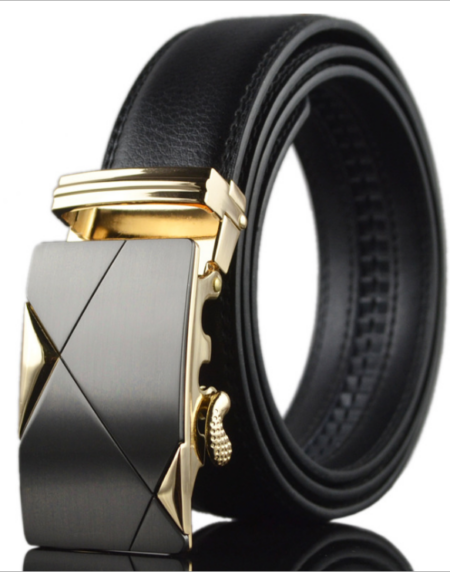Men's Genuine Leather Smart Ratchet Automatic Belt Perfect Fit No holes! Black - Amedeo Exclusive