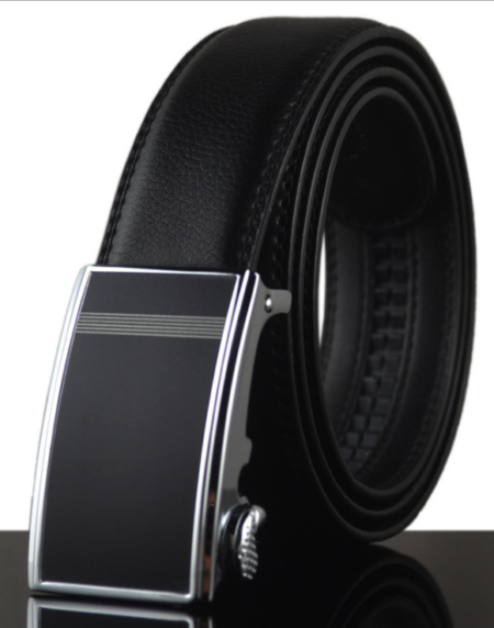 Men's Genuine Leather Smart Ratchet Automatic Belt Perfect Fit No holes! Black - Amedeo Exclusive