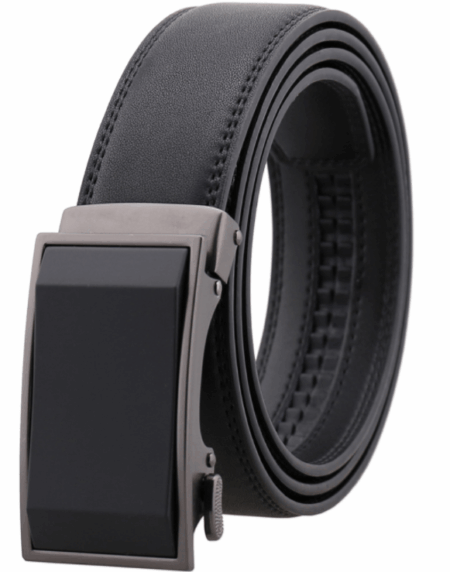 Amedeo Exclusive Men's Black Belt Black Gun Metal Buckle Leather - Amedeo Exclusive