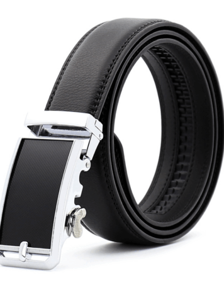 Amedeo Exclusive Men's Black Belt Black Silver Buckle Standard Leather - Amedeo Exclusive