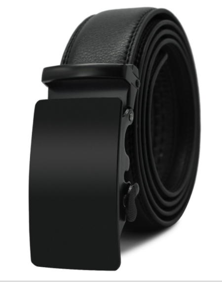 Men's Genuine Leather Smart Ratchet Automatic Belt Perfect Fit No holes! Black - Amedeo Exclusive
