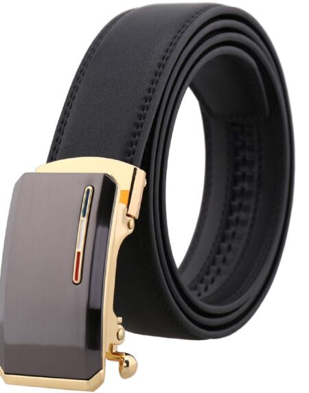 Amedeo Exclusive Men's Black Belt Brown Matte Buckle Leather - Amedeo Exclusive