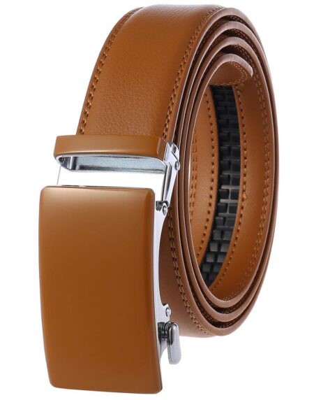 Amedeo Exclusive Men's Brown Tan Belt Brown Tan Buckle Standard Leather - Amedeo Exclusive