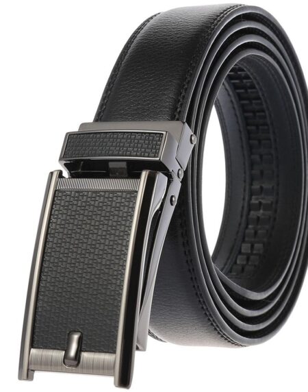 Men's Black Belt Black Buckle Standard Leather - Amedeo Exclusive