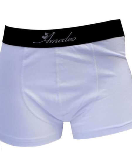 Solid White Mens Boxer Briefs - Cotton Underwear Trunk for Men - Amedeo Exclusive