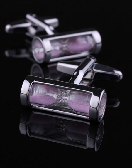 Men's Stainless Steel Pink Hour Glass Cufflinks with Box - Amedeo Exclusive