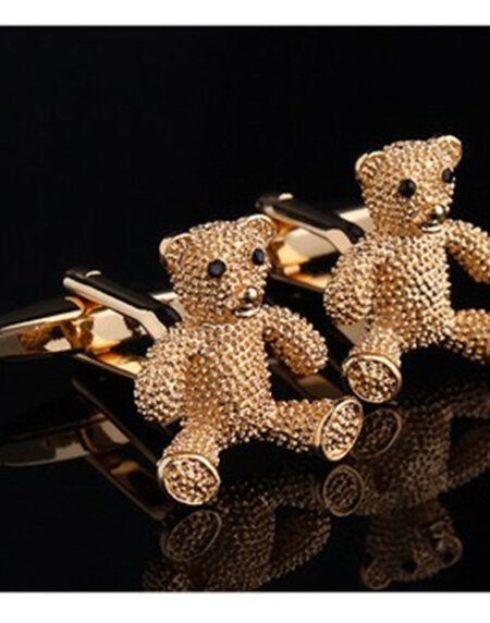 Mens Stainless Steel Gold Bears Cufflinks for Shirt with Box - Hand Crafted Perfect Gift - Amedeo Exclusive