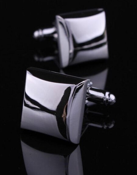 Men's Stainless Steel Pure Silver Squares Cufflinks with Box - Amedeo Exclusive